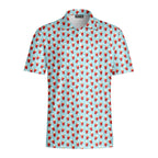 Red Solo Cup funny golf polo for men in Light Blue, front flat lay