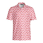 Red Solo Cup funny golf polo for men in Pink, front flat lay