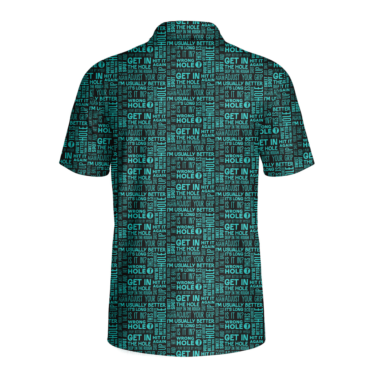 That What's She Said v2 funny golf polo for men in Green, back flat lay