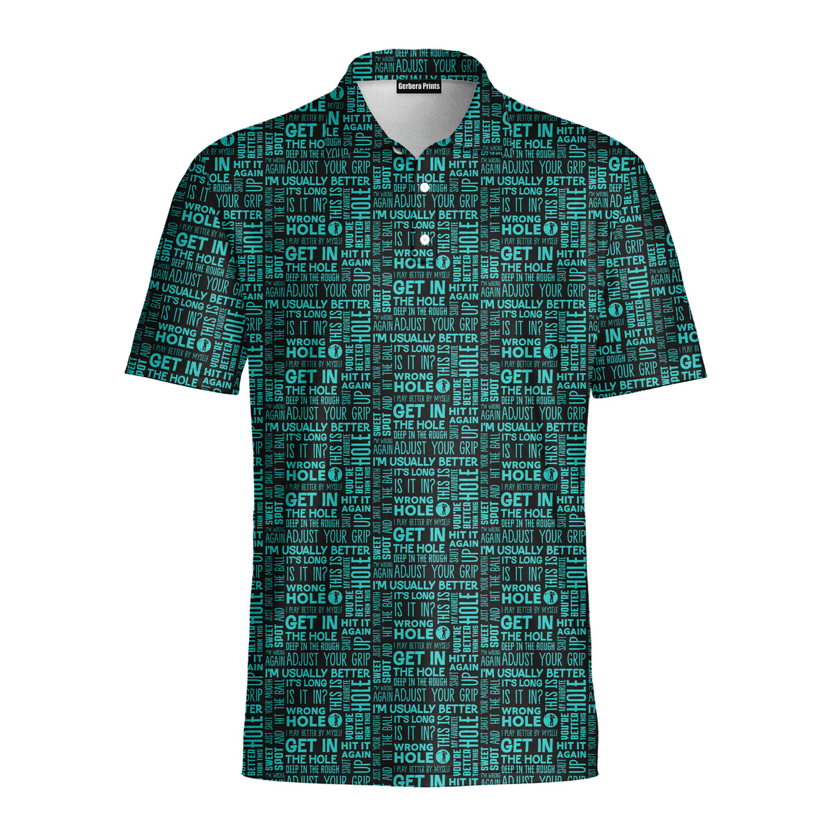That What's She Said v2 funny golf polo for men in Green, front flat lay
