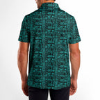That What's She Said v2 men's golf shirt in Green on a golfer, back view