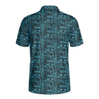 That What's She Said v2 funny golf polo for men in Light Blue, back flat lay