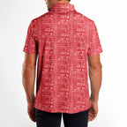 That What's She Said v2 men's golf shirt in Red on a golfer, back view