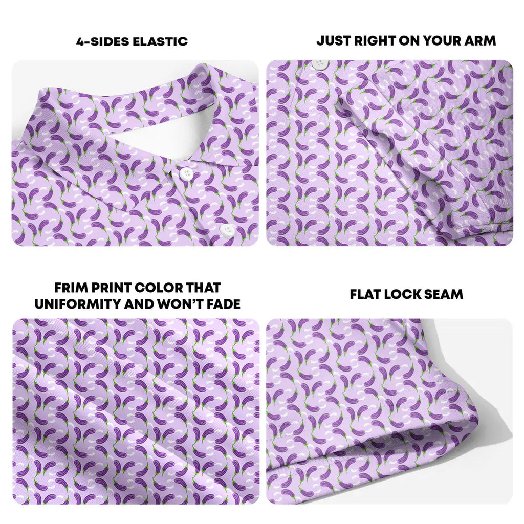 Eggplant Is Filled With Milk-Polo Shirt For Men-Gerbera Prints