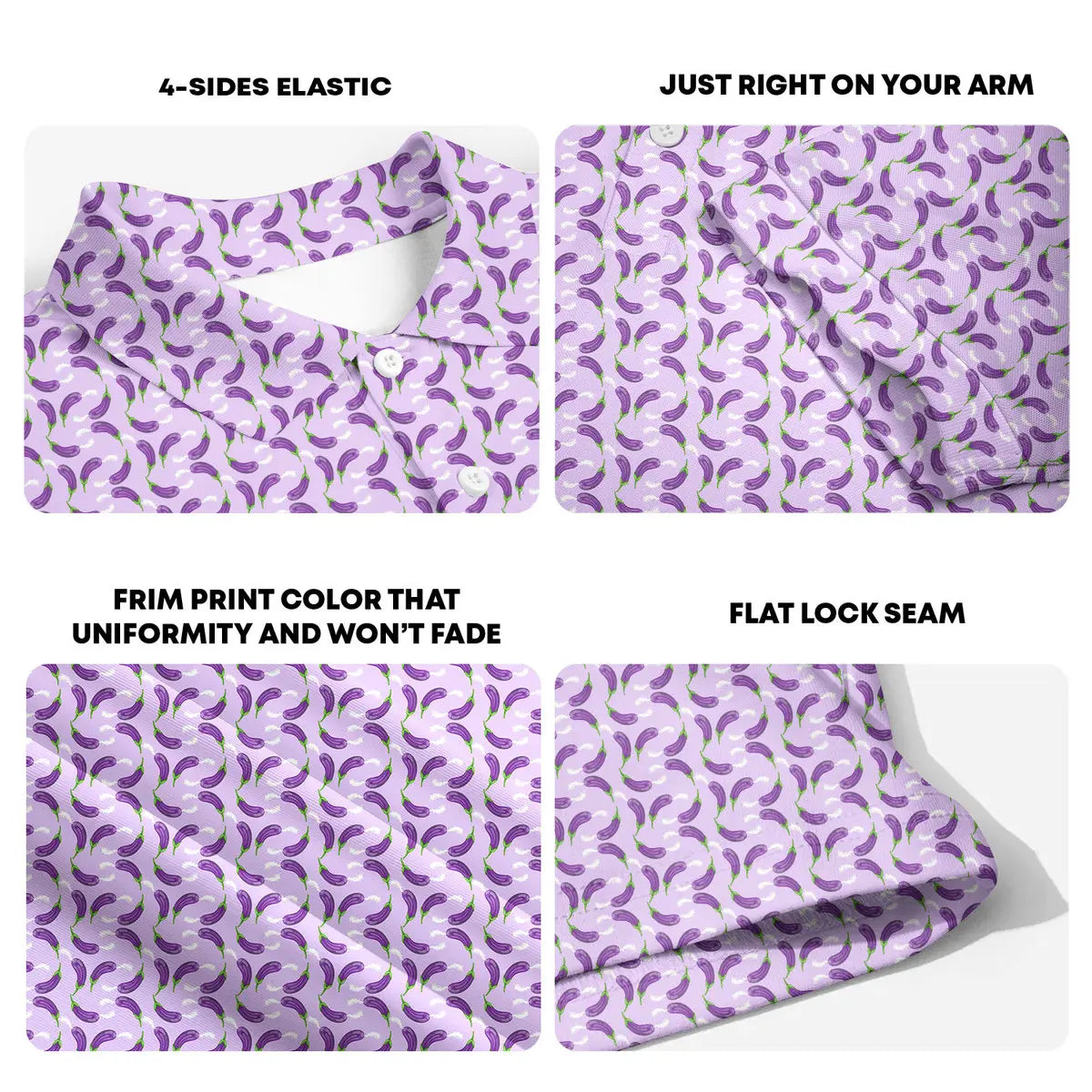 Eggplant Is Filled With Milk-Polo Shirt For Men-Gerbera Prints