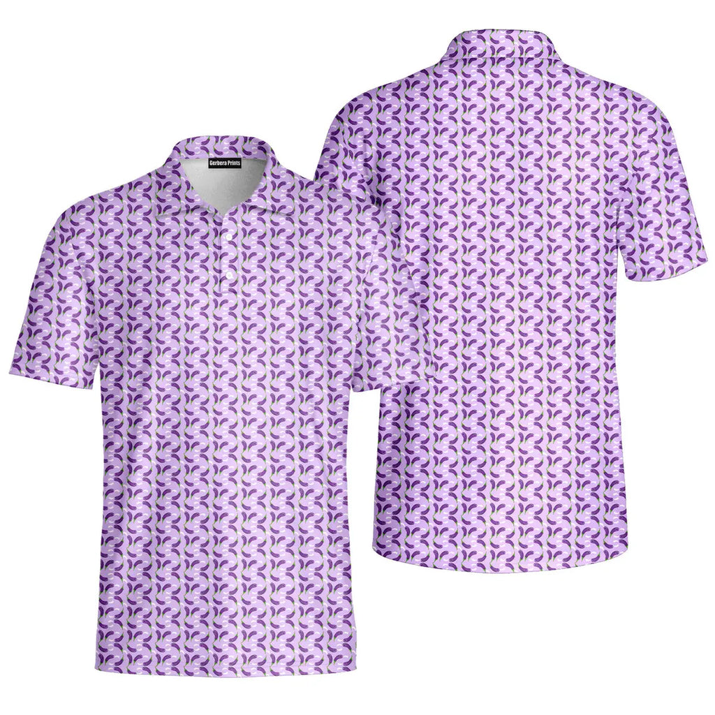 Eggplant Is Filled With Milk-Polo Shirt For Men-Gerbera Prints