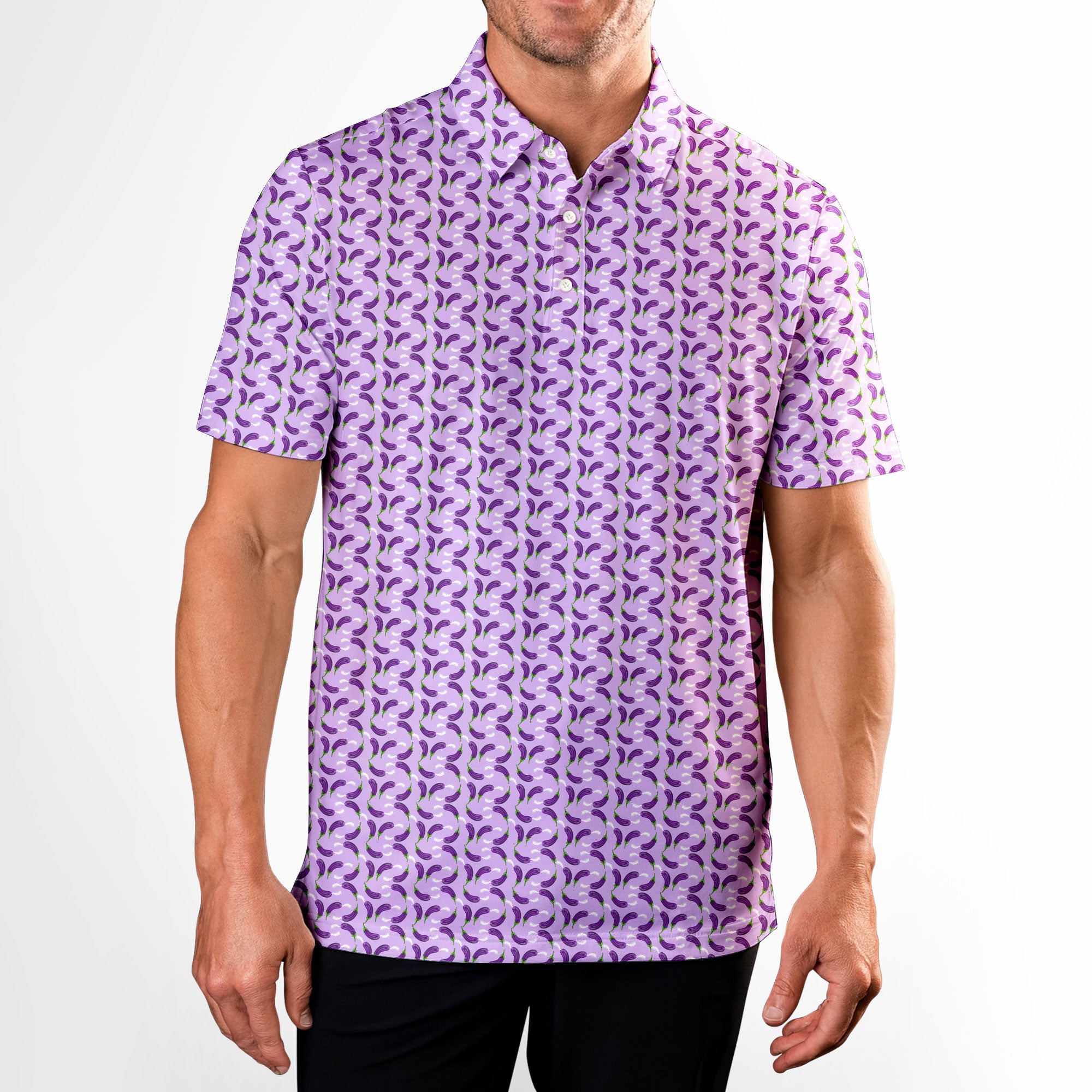 Eggplant Is Filled With Milk-Polo Shirt For Men-Gerbera Prints