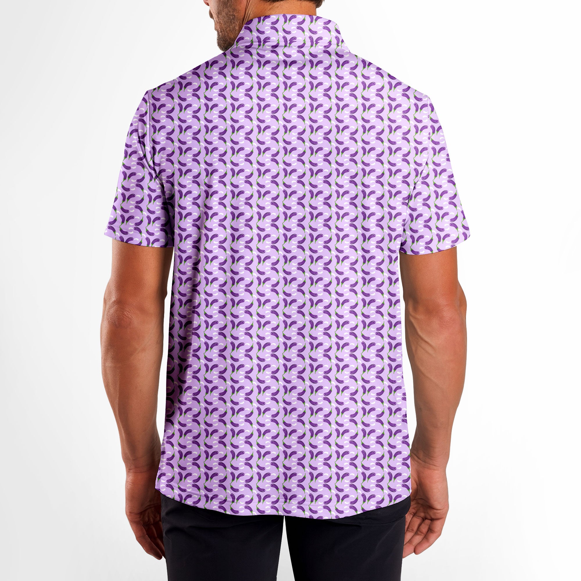 Eggplant Is Filled With Milk-Polo Shirt For Men-Gerbera Prints