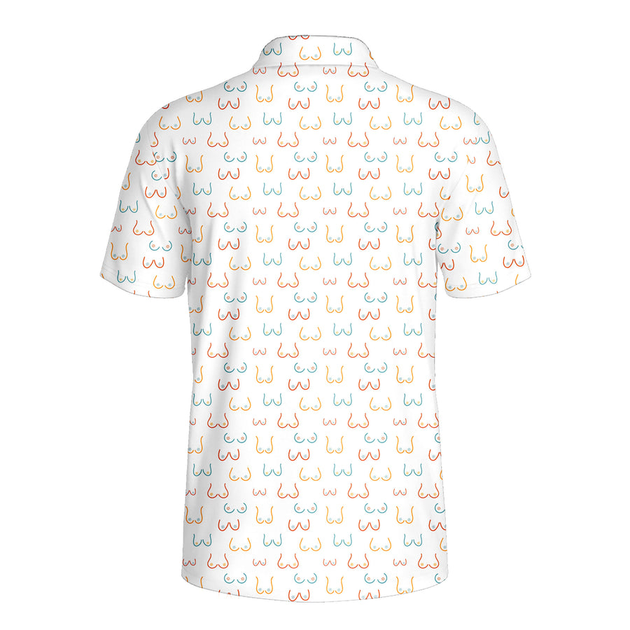 Back preview of Funny Breast - Funny Golf Polo Shirt with your team and number