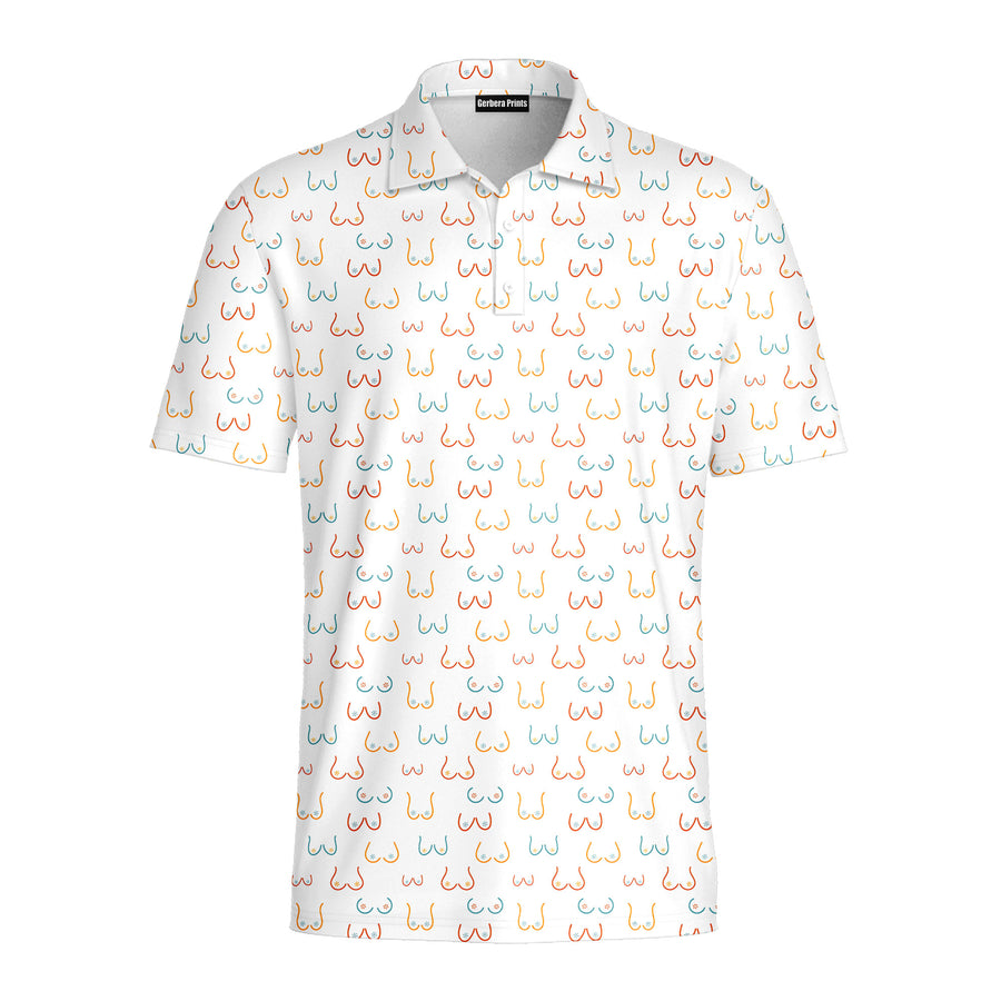 Front preview of Funny Breast - Funny Golf Polo Shirt with your name