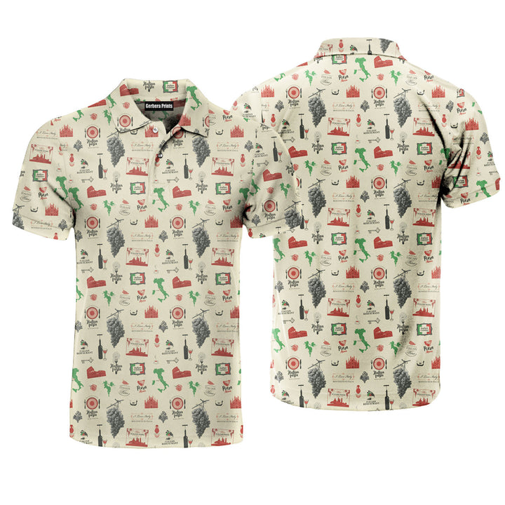 Italian Symbols Italian Cuisine In Retro Style Polo Shirt For Men