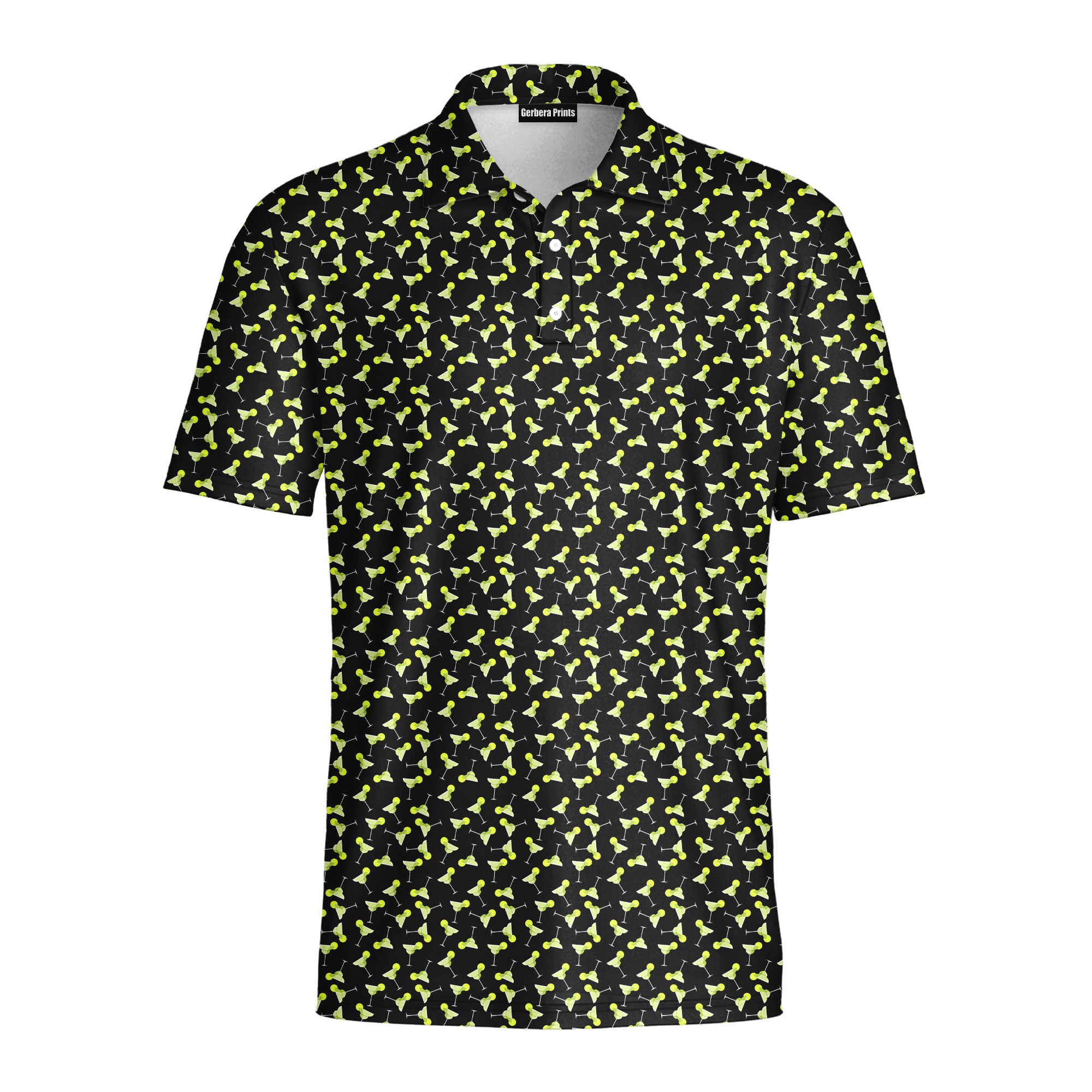19th Hole Margarita Cocktail Slice Lime-Polo Shirt For Men-Gerbera Prints
