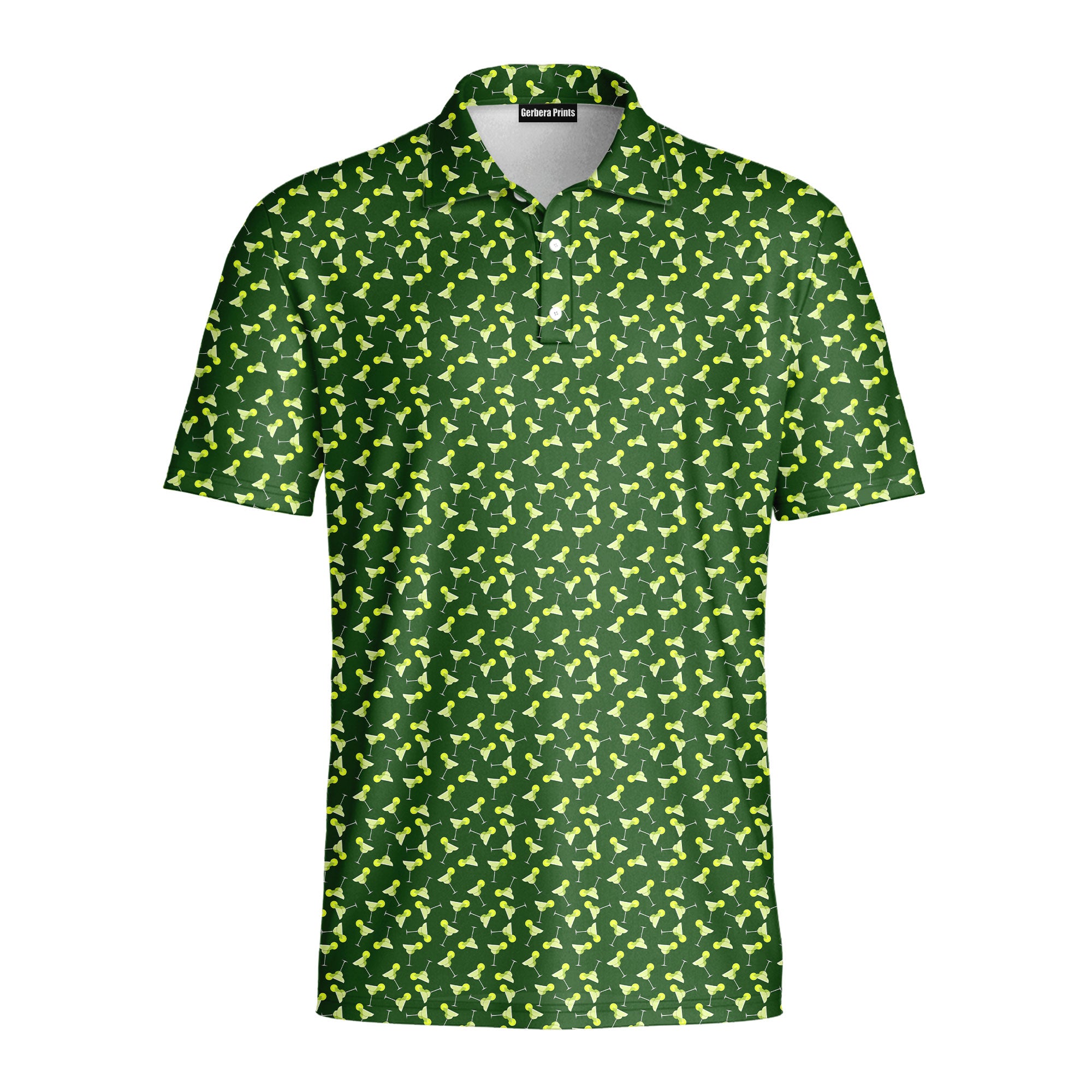 19th Hole Margarita Cocktail Slice Lime-Polo Shirt For Men-Gerbera Prints