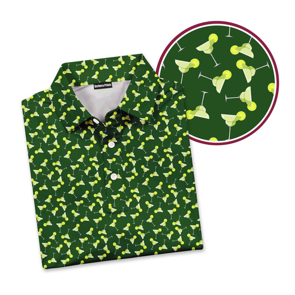 19th Hole Margarita Cocktail Slice Lime-Polo Shirt For Men-Gerbera Prints