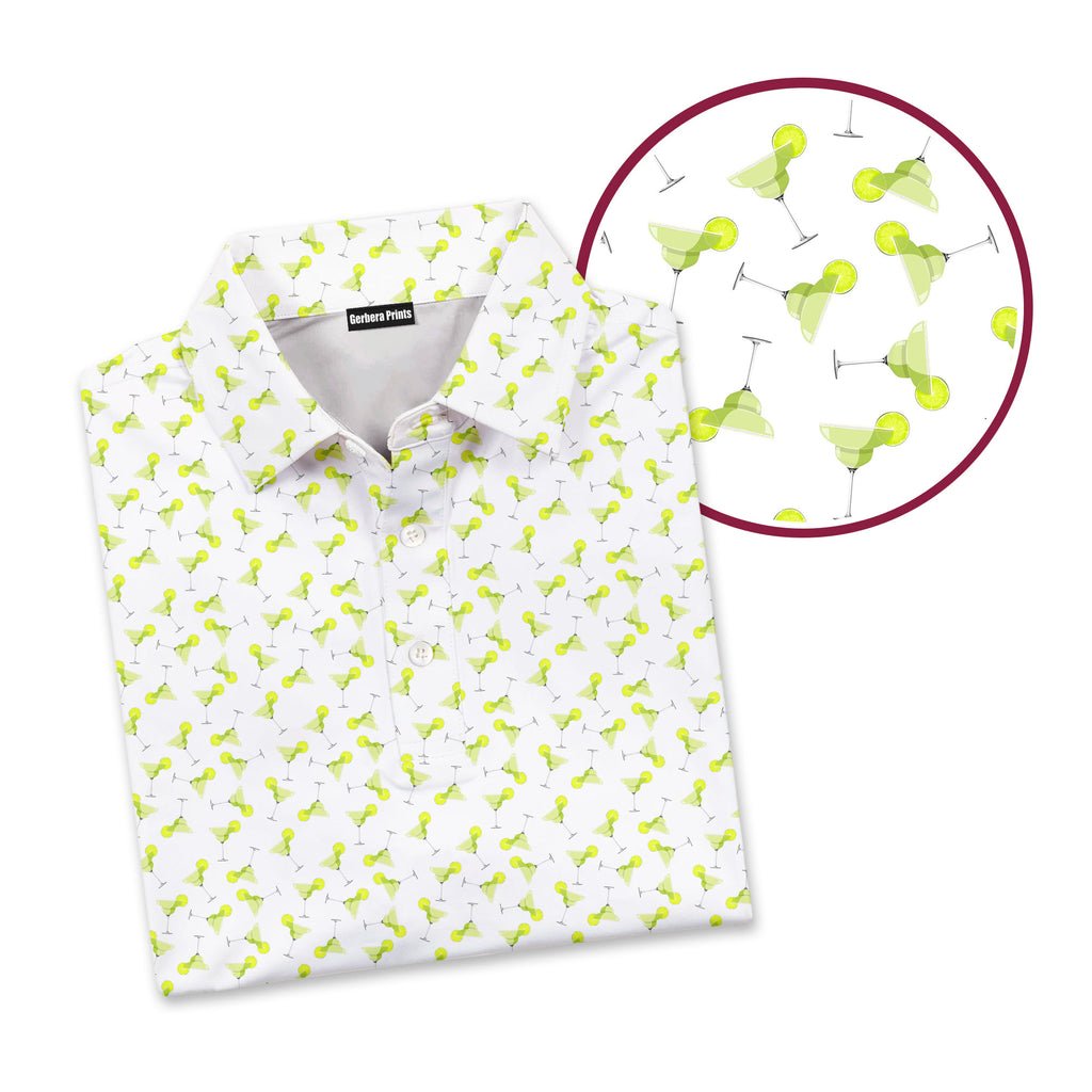 19th Hole Margarita Cocktail Slice Lime-Polo Shirt For Men-Gerbera Prints