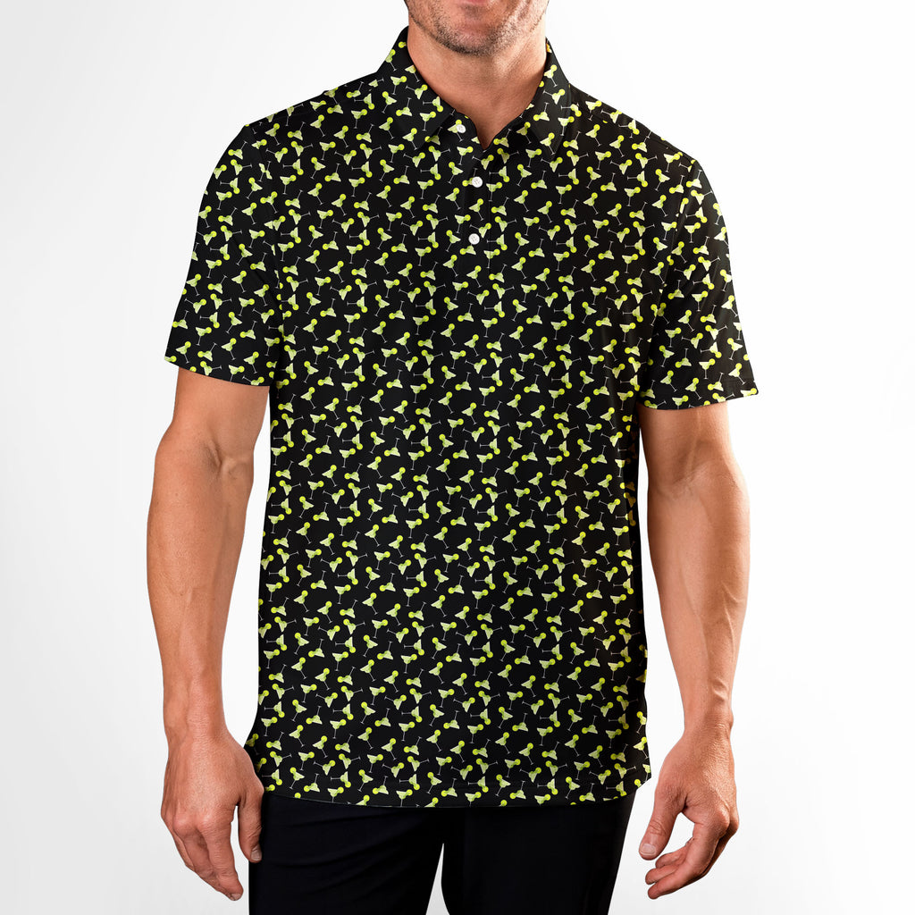 19th Hole Margarita Cocktail Slice Lime-Polo Shirt For Men-Gerbera Prints