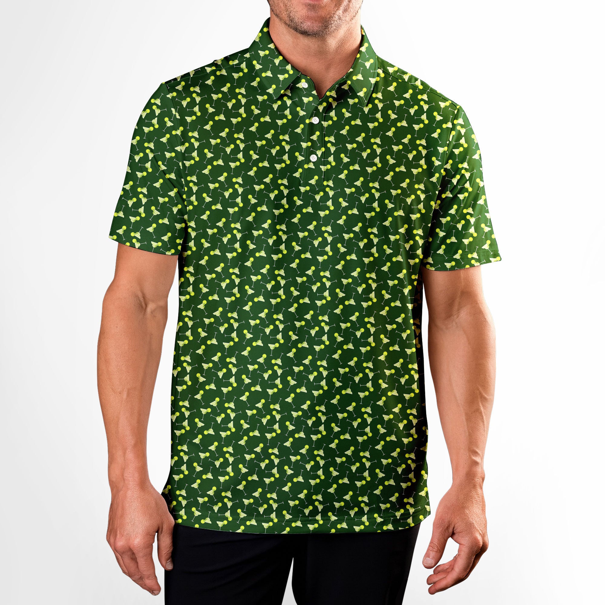 19th Hole Margarita Cocktail Slice Lime-Polo Shirt For Men-Gerbera Prints