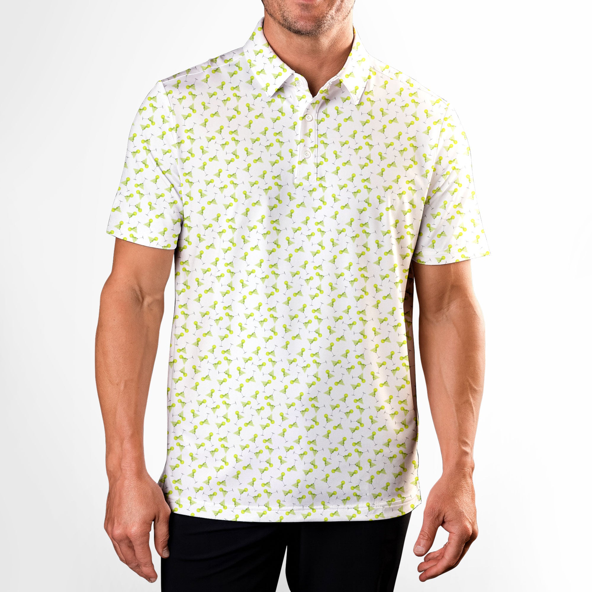 19th Hole Margarita Cocktail Slice Lime-Polo Shirt For Men-Gerbera Prints