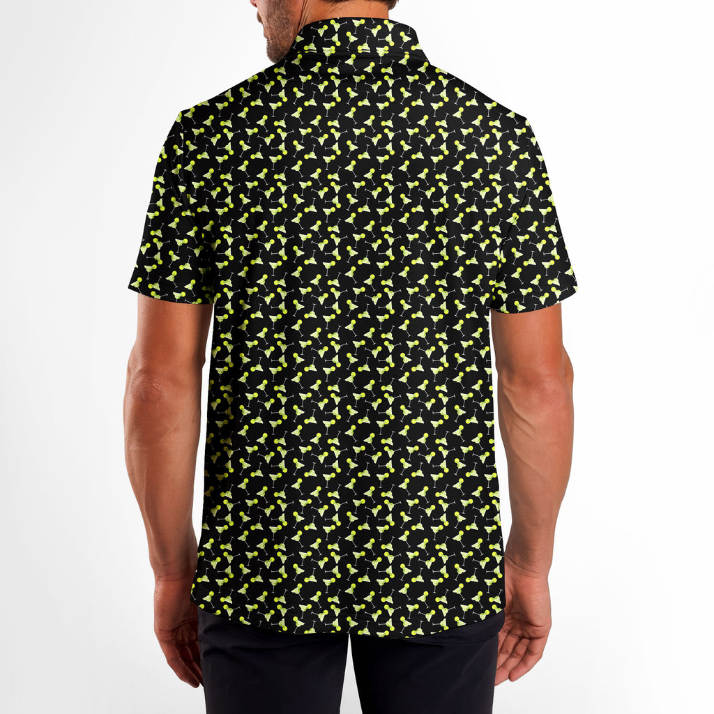 19th Hole Margarita Cocktail Slice Lime-Polo Shirt For Men-Gerbera Prints