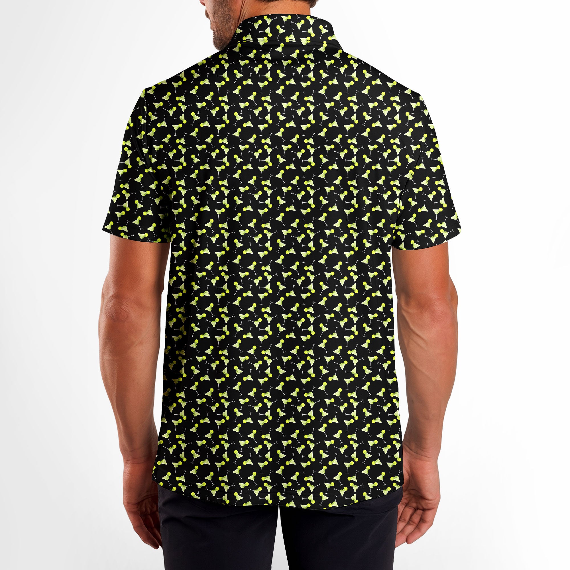 19th Hole Margarita Cocktail Slice Lime-Polo Shirt For Men-Gerbera Prints