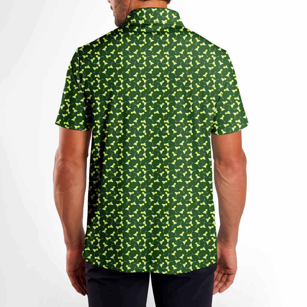 19th Hole Margarita Cocktail Slice Lime-Polo Shirt For Men-Gerbera Prints