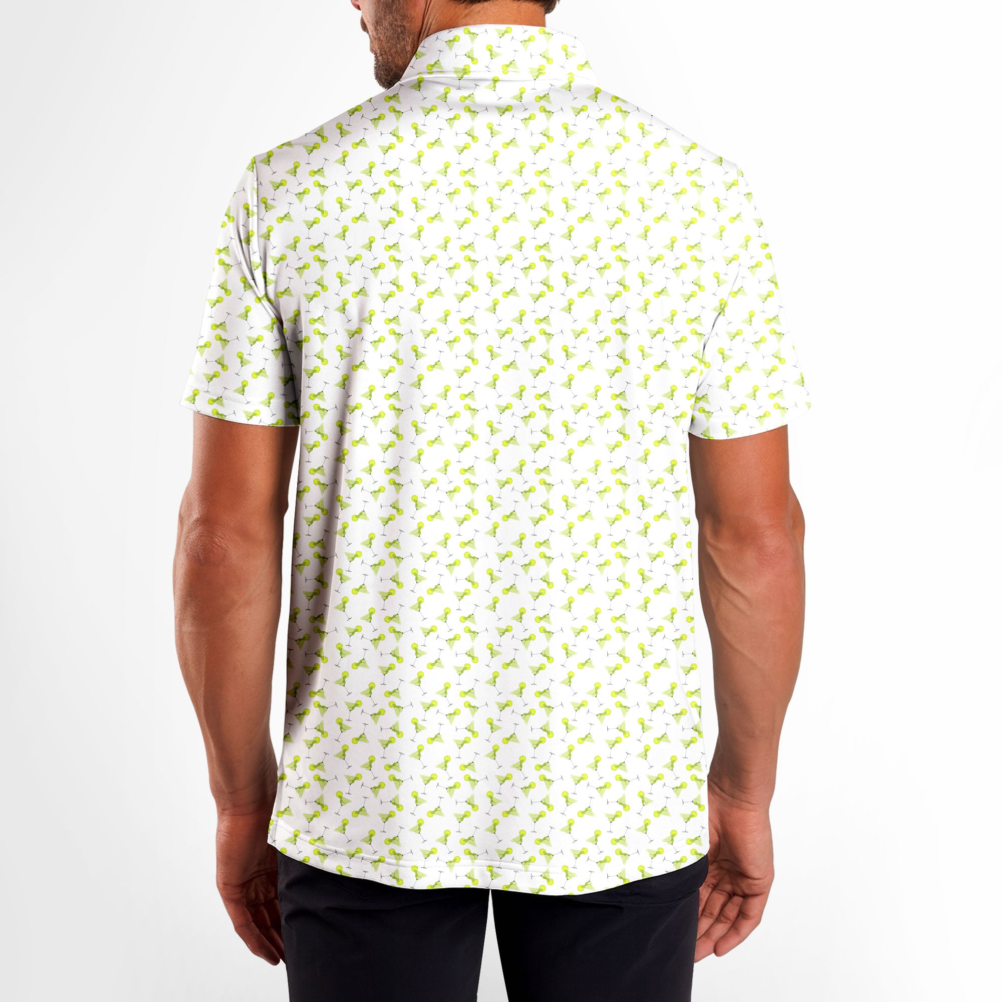 19th Hole Margarita Cocktail Slice Lime-Polo Shirt For Men-Gerbera Prints