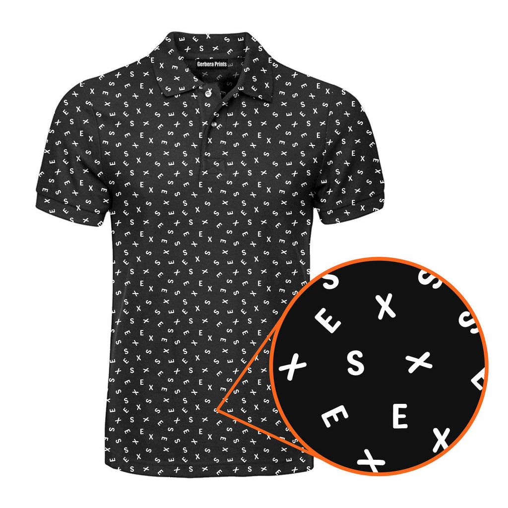 Words Swirl - Funny Golf Polo Shirt-Polo Shirt For Men-Gerbera Prints