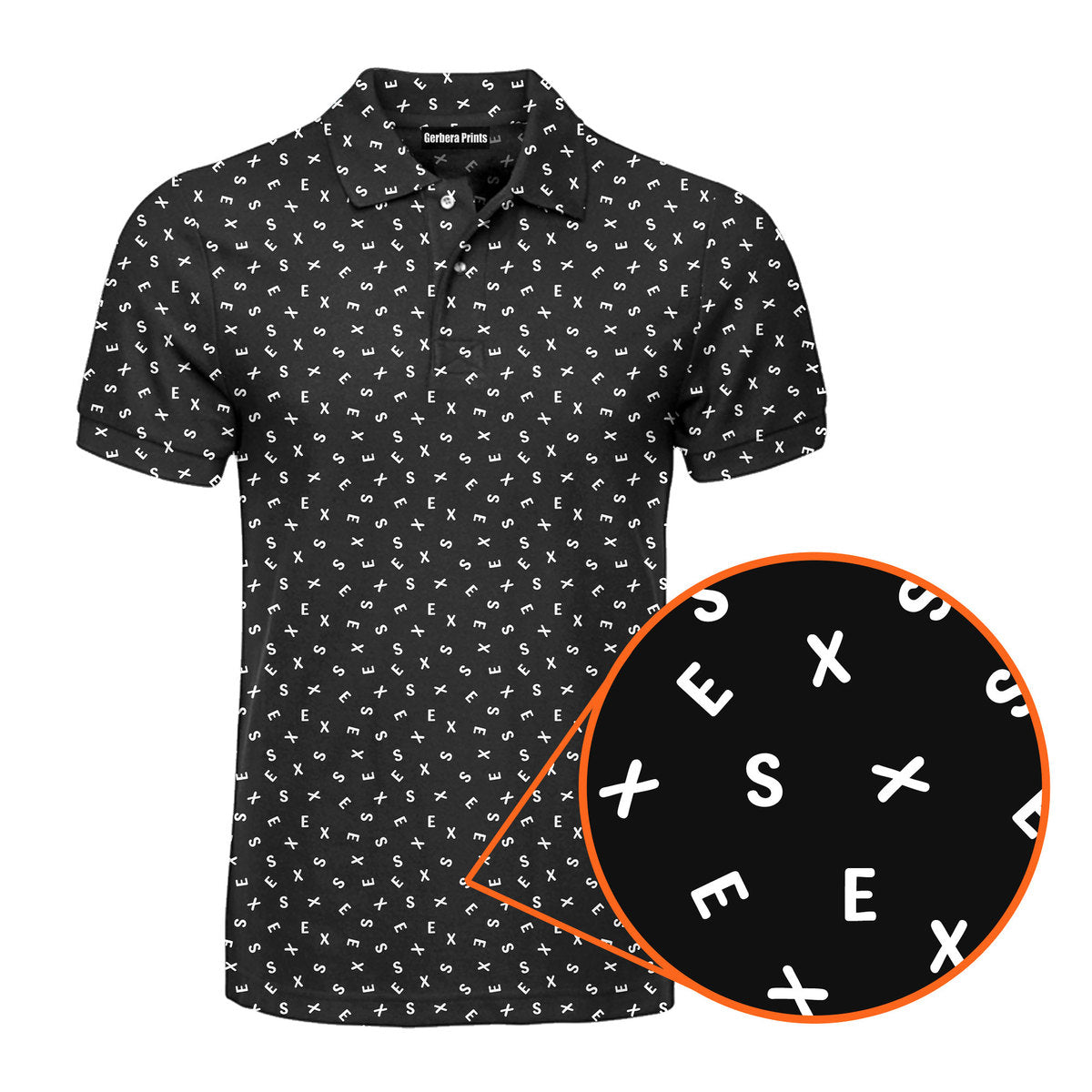 Words Swirl - Funny Golf Polo Shirt-Polo Shirt For Men-Gerbera Prints
