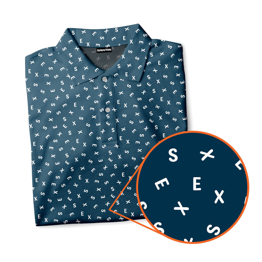 Words Swirl - Funny Golf Polo Shirt-Polo Shirt For Men-Gerbera Prints