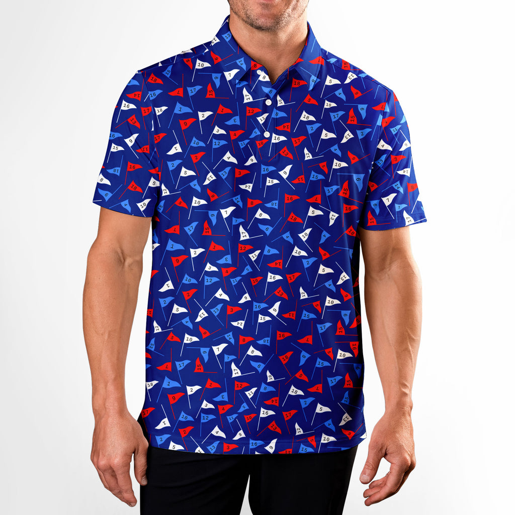 Flag Tap Golf - Golf Polo Shirt-Polo Shirt For Men-Gerbera Prints