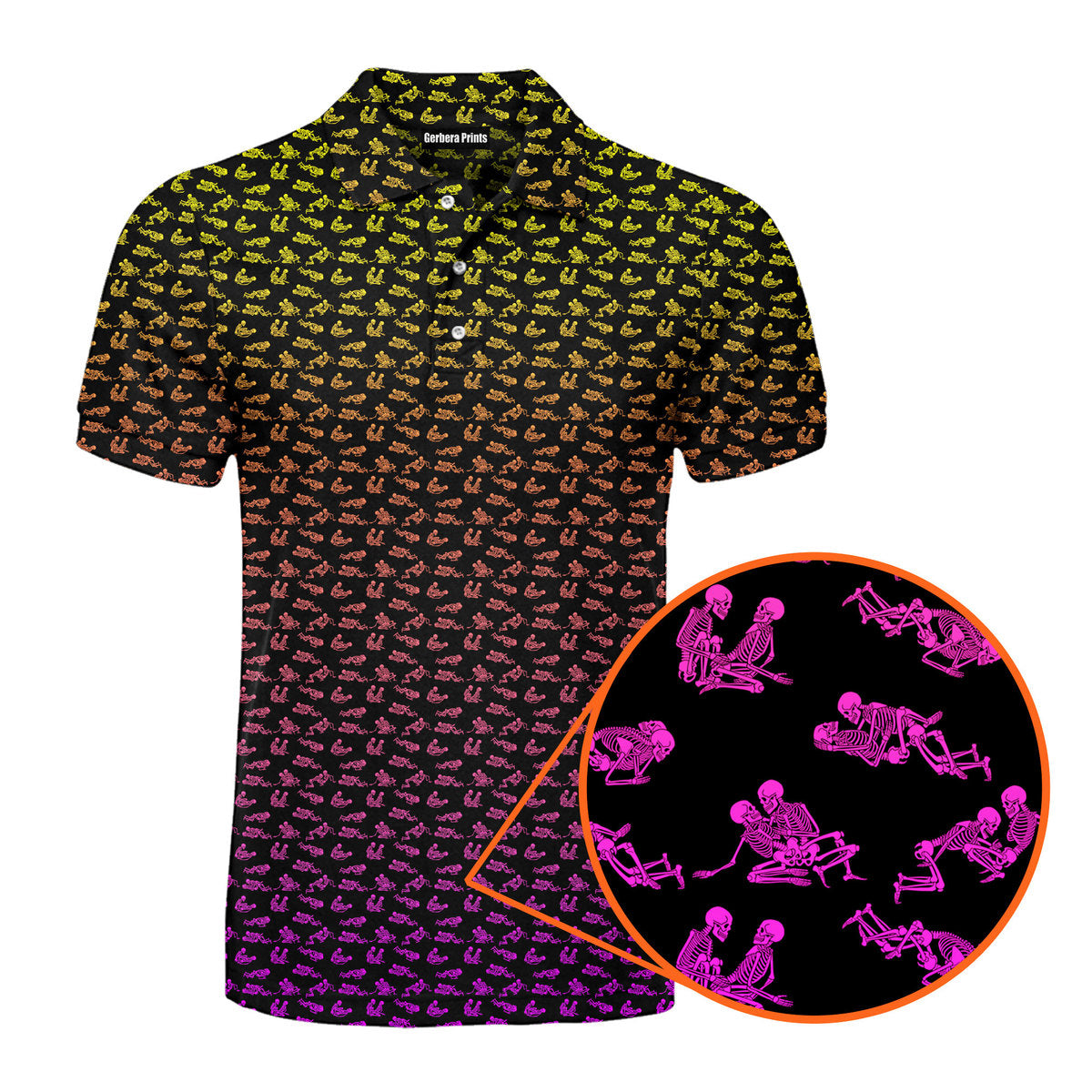 Skeleton Endless Love - Funny Golf Polo Shirt-Polo Shirt For Men-Gerbera Prints