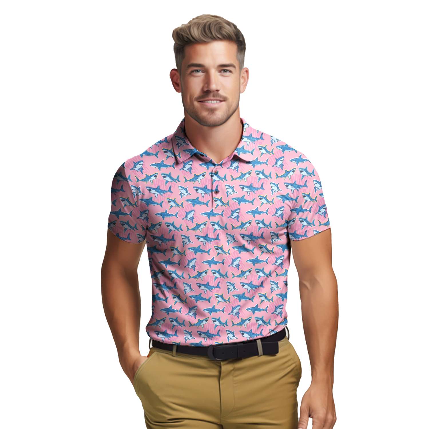 The Pink Sharks Polo Shirt For Men