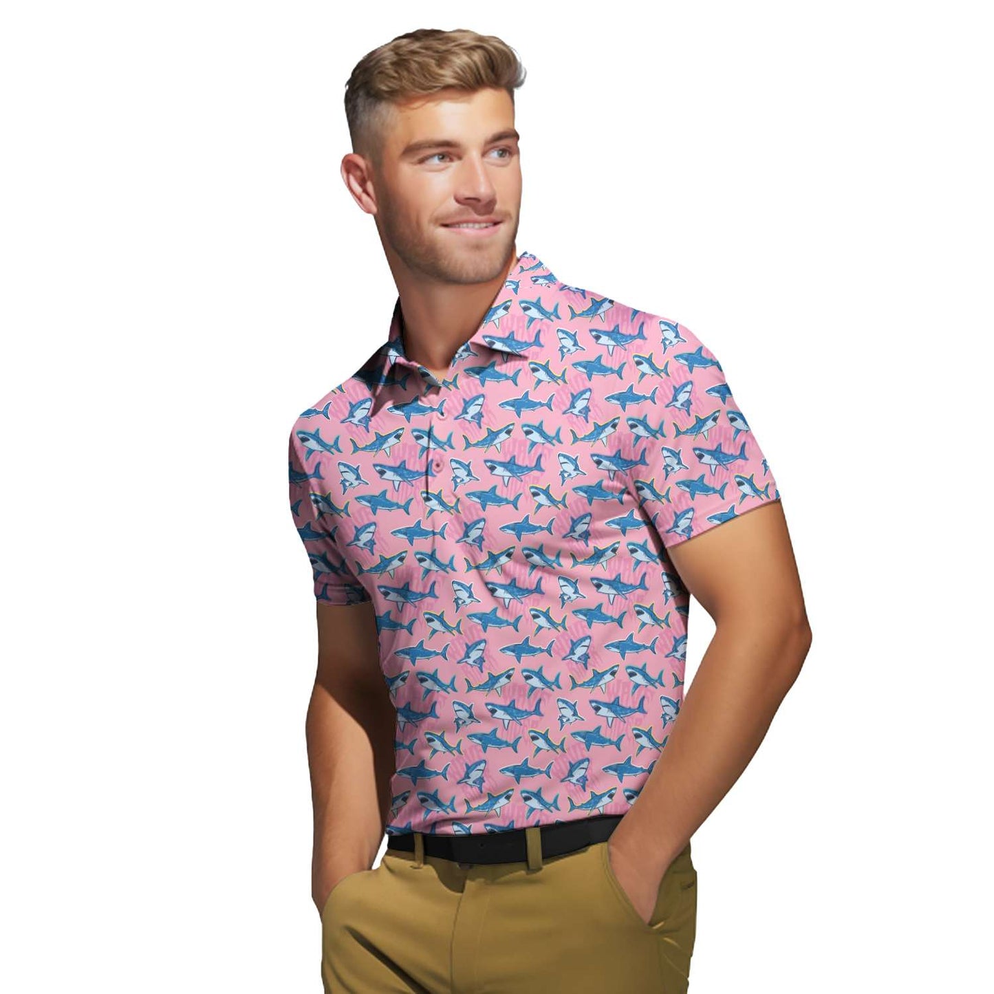 The Pink Sharks Polo Shirt For Men