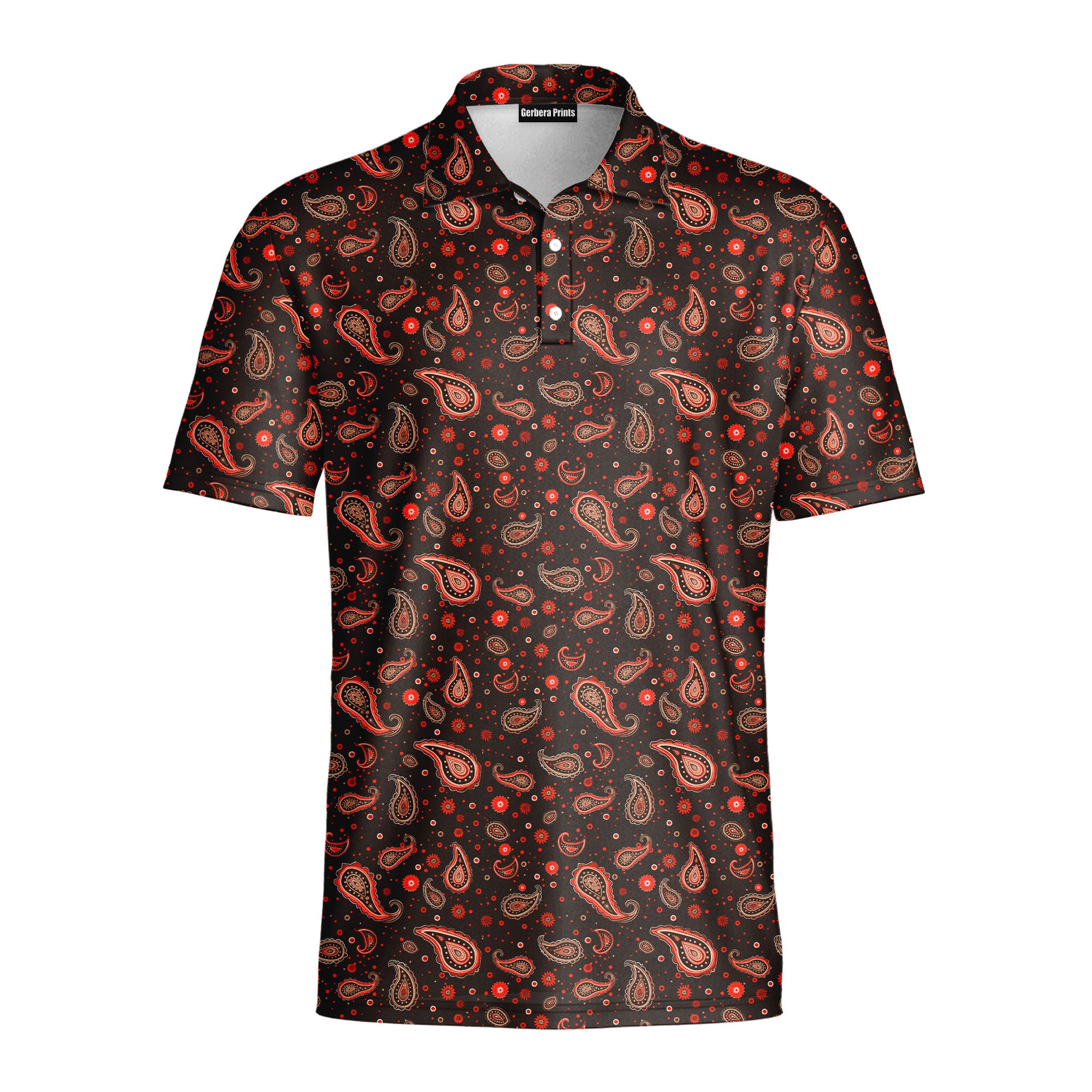 Brown Paisley - Golf Polo Shirt-Polo Shirt For Men-Gerbera Prints