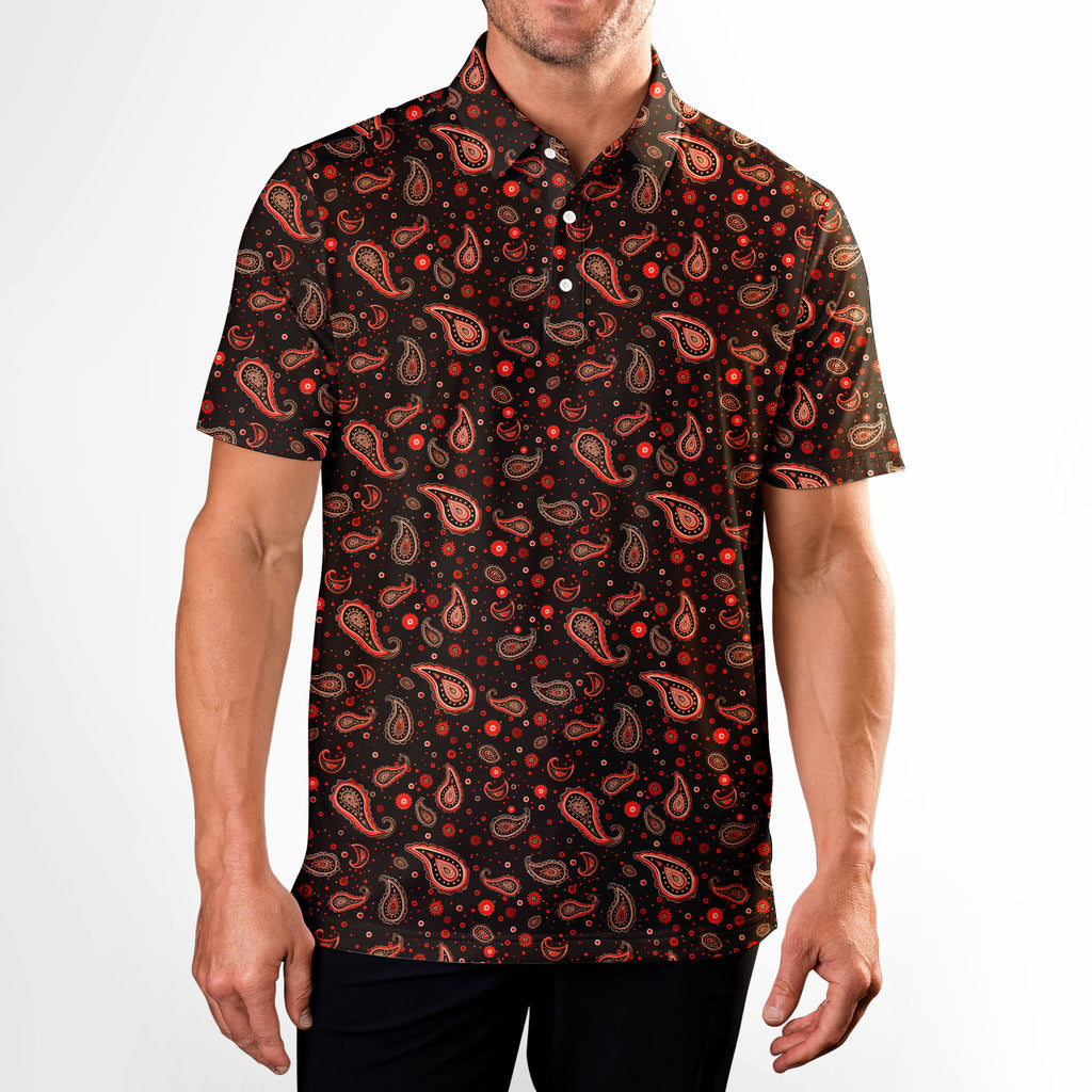 Brown Paisley - Golf Polo Shirt-Polo Shirt For Men-Gerbera Prints