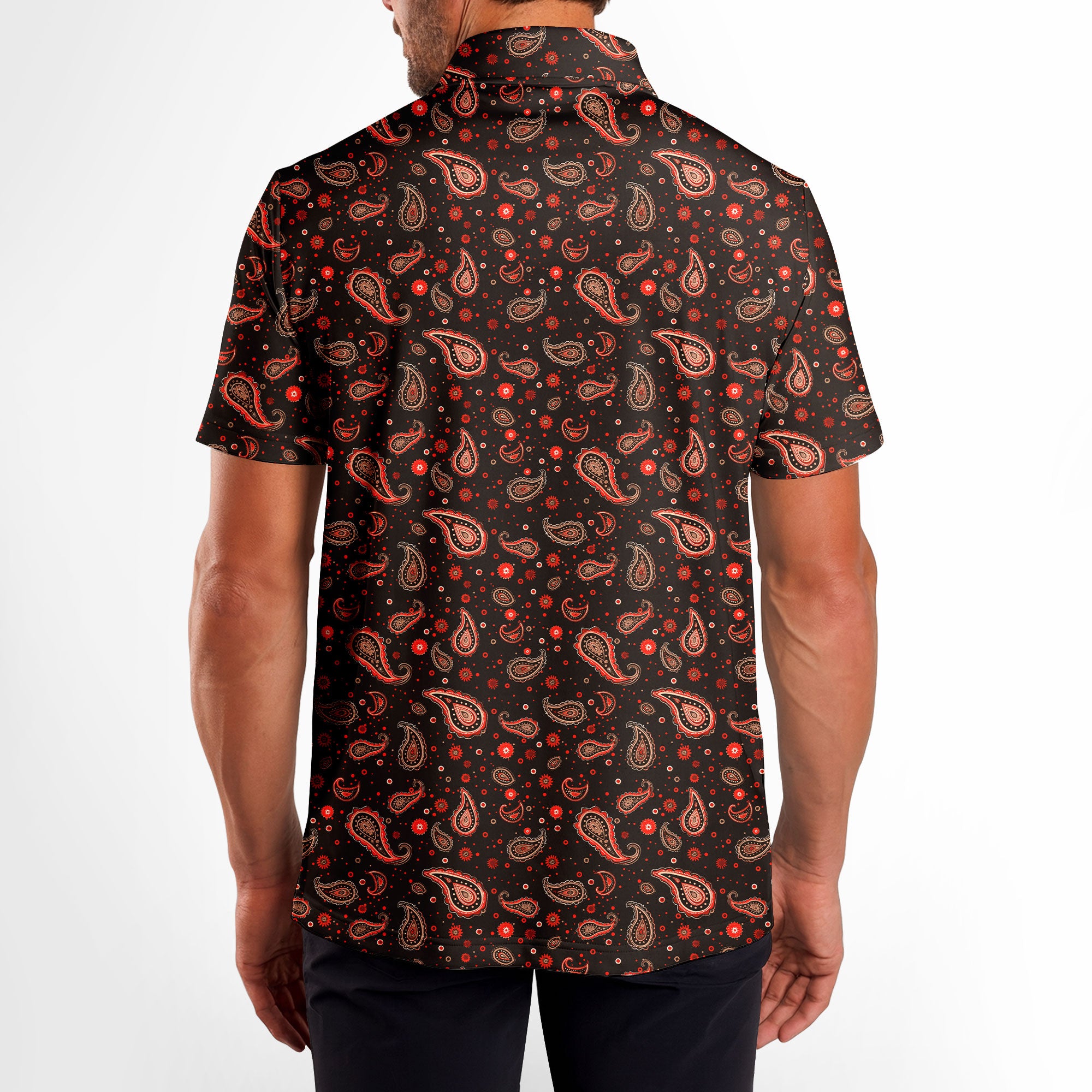 Brown Paisley - Golf Polo Shirt-Polo Shirt For Men-Gerbera Prints