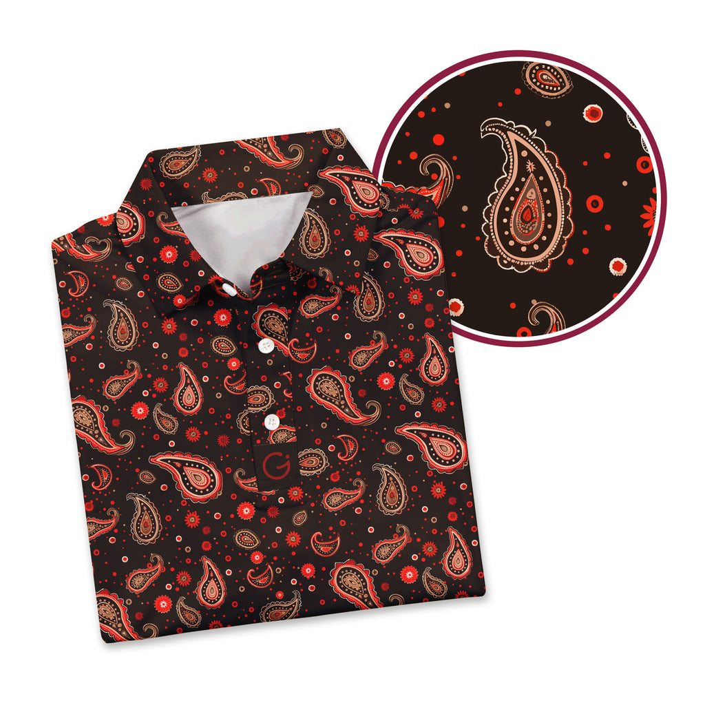 Brown Paisley - Golf Polo Shirt Polo Shirt For Men