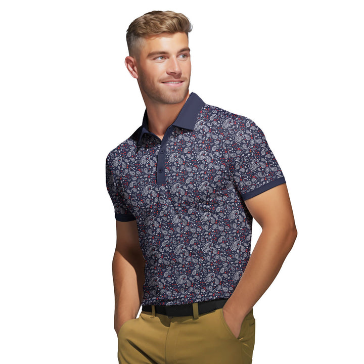 Navy Paisley - Golf Polo Shirt