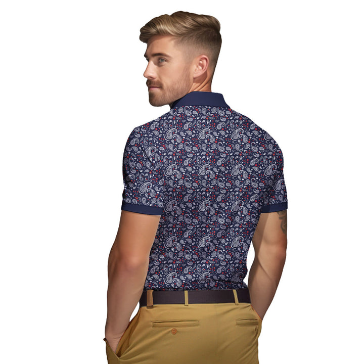 Navy Paisley - Golf Polo Shirt