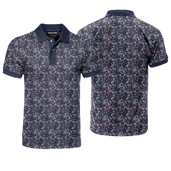 Navy Paisley - Golf Polo Shirt