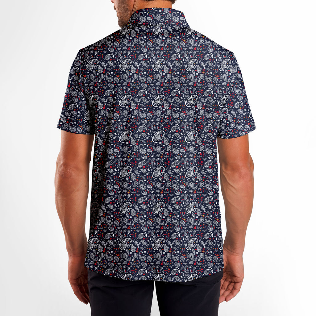 Navy Paisley - Golf Polo Shirt-Polo Shirt For Men-Gerbera Prints