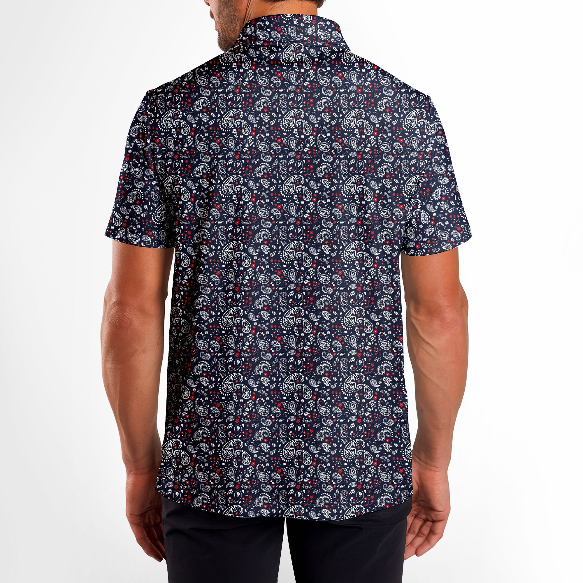 Navy Paisley - Golf Polo Shirt-Polo Shirt For Men-Gerbera Prints