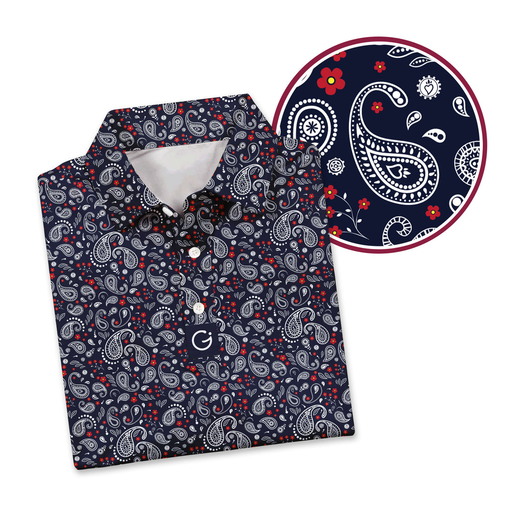 Navy Paisley - Golf Polo Shirt