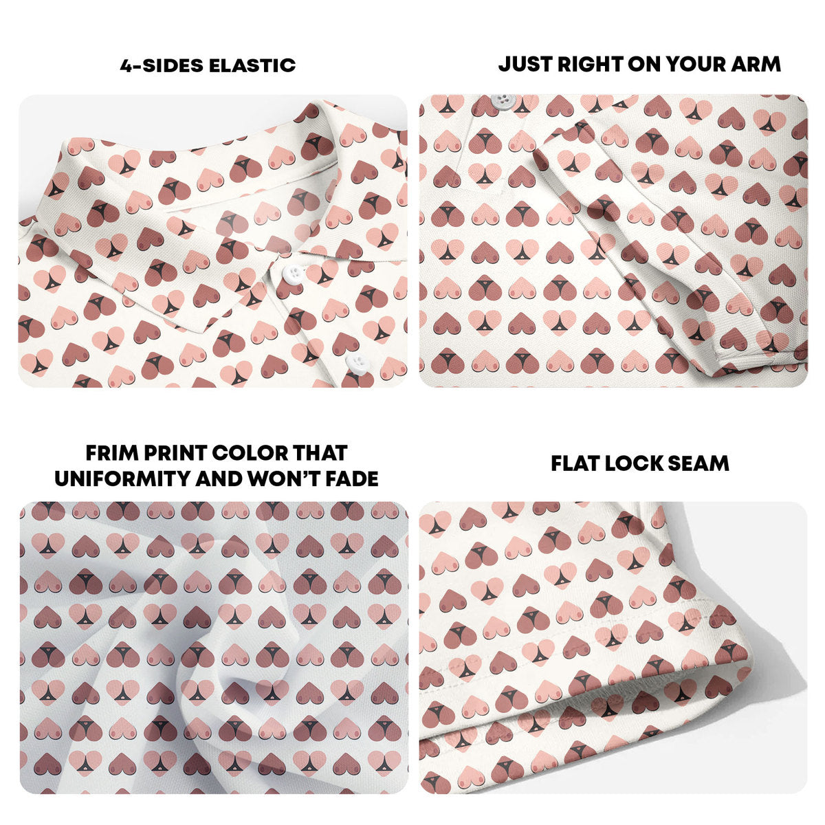 Heart Hip - Funny Golf Polo Shirt-Polo Shirt For Men-Gerbera Prints