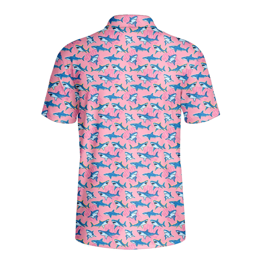 The Pink Sharks - Golf Polo Shirt-Polo Shirt For Men-Gerbera Prints