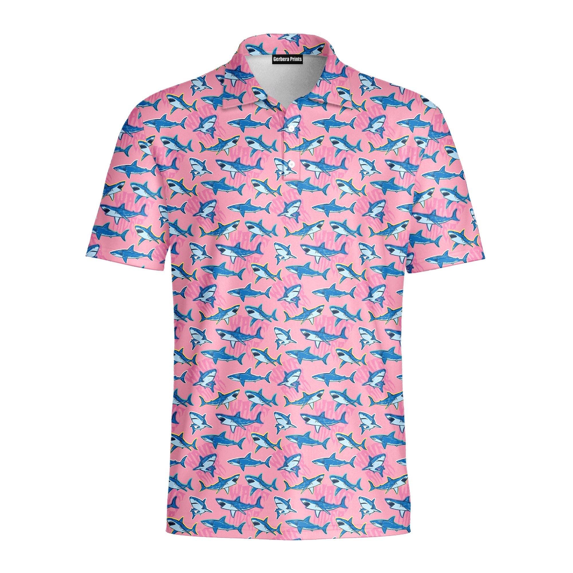 The Pink Sharks - Golf Polo Shirt-Polo Shirt For Men-Gerbera Prints