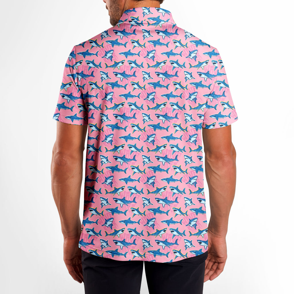 The Pink Sharks - Golf Polo Shirt-Polo Shirt For Men-Gerbera Prints