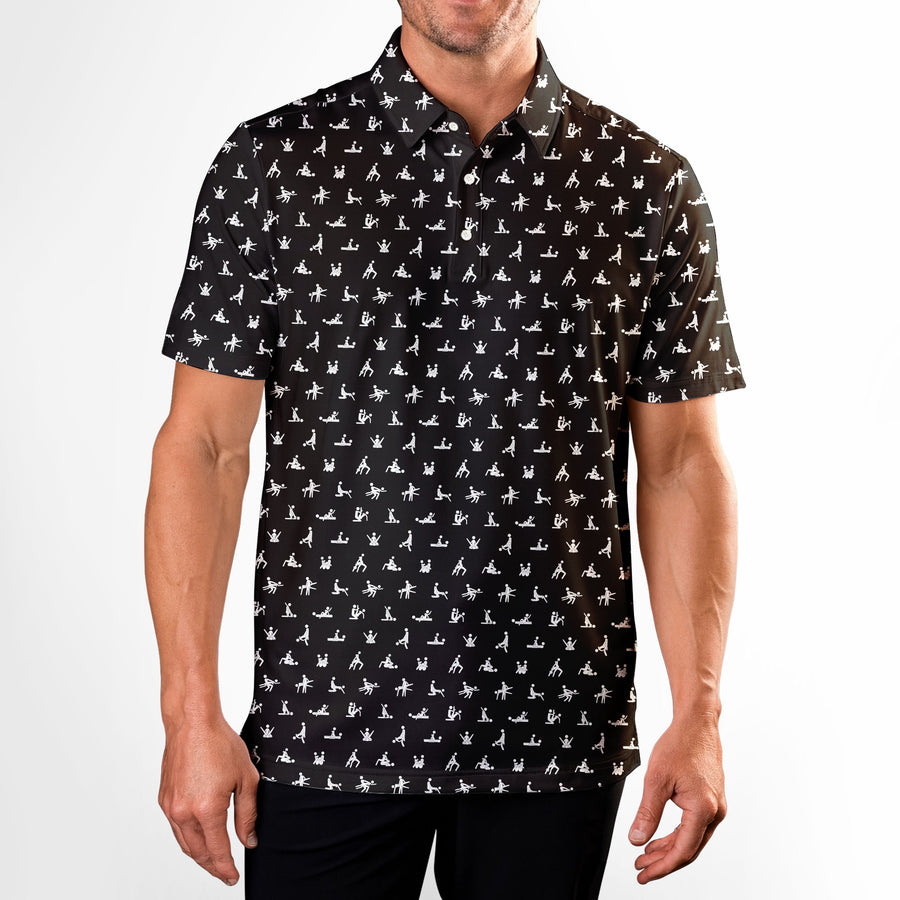 Front preview of Stick Figure S-e-x Ed - Funny Golf Polo Shirt with your name