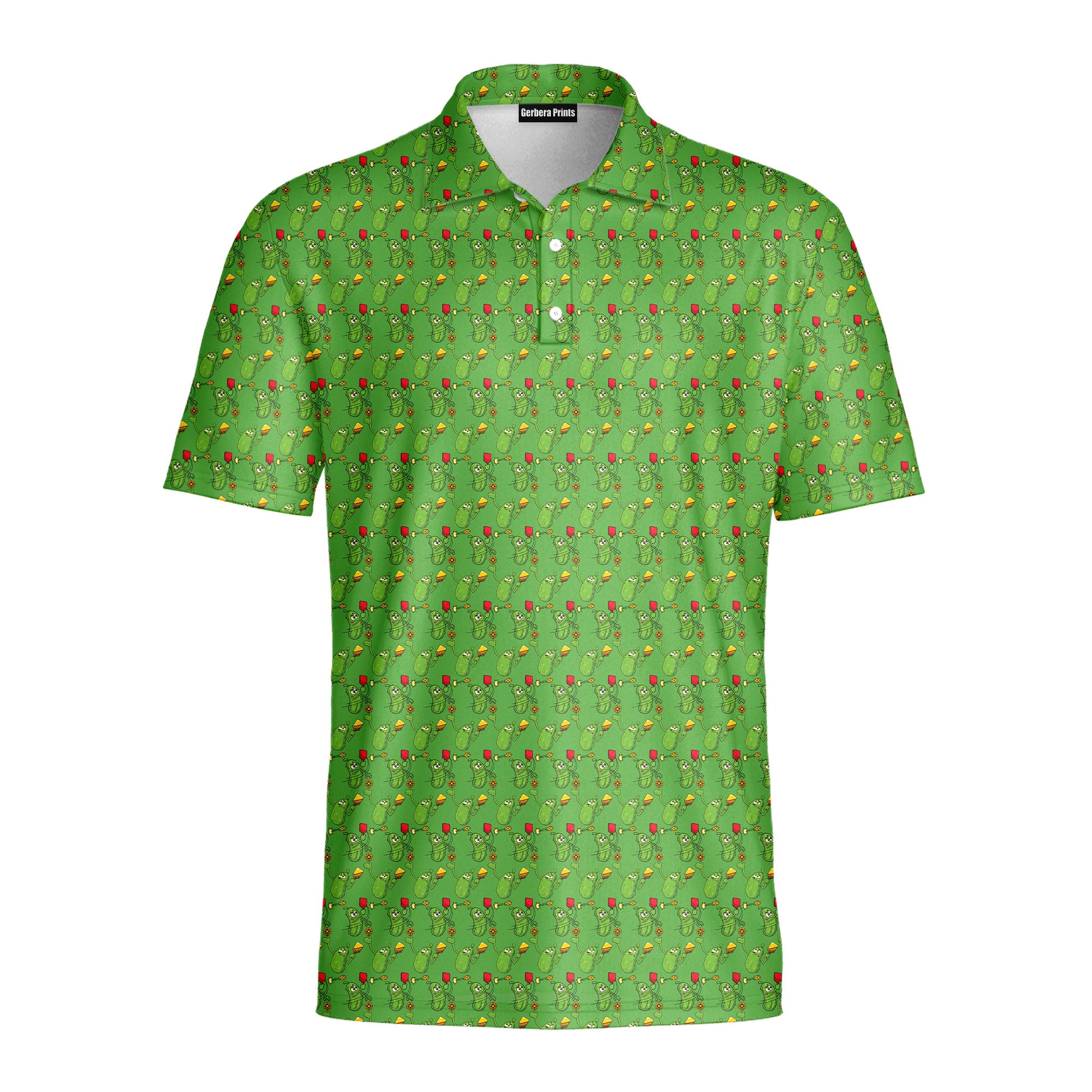 Picklesgreen Pickleball Big Dill - Golf Polo Shirt-Polo Shirt For Men-Gerbera Prints