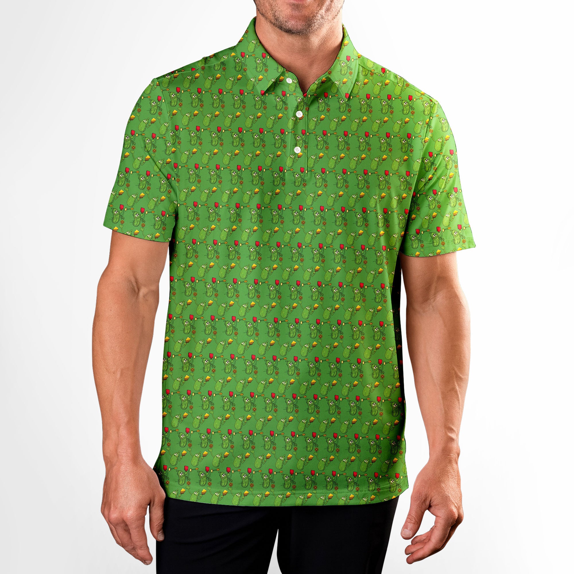 Picklesgreen Pickleball Big Dill - Golf Polo Shirt-Polo Shirt For Men-Gerbera Prints